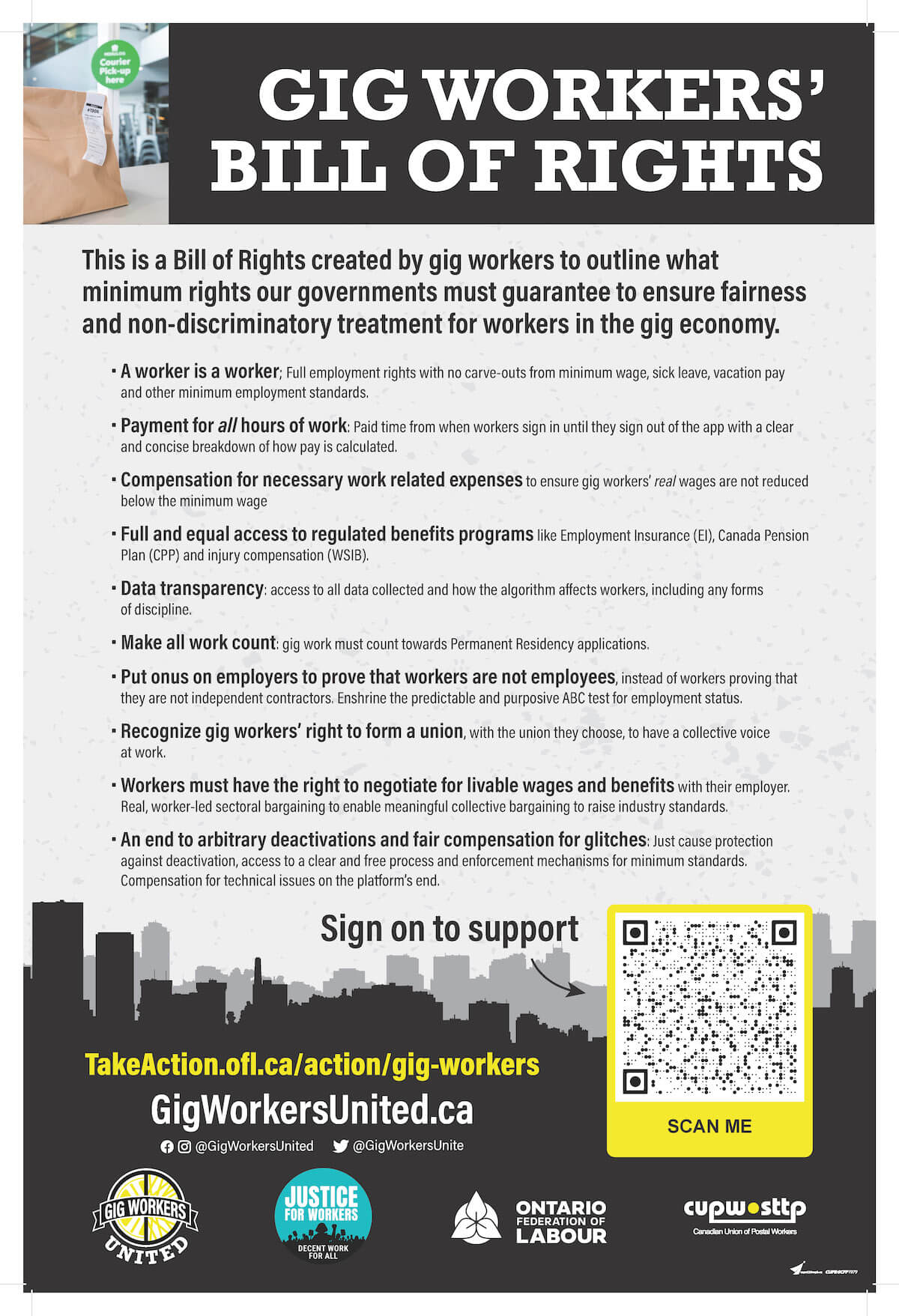 Gig Workers' Bill of Rights poster